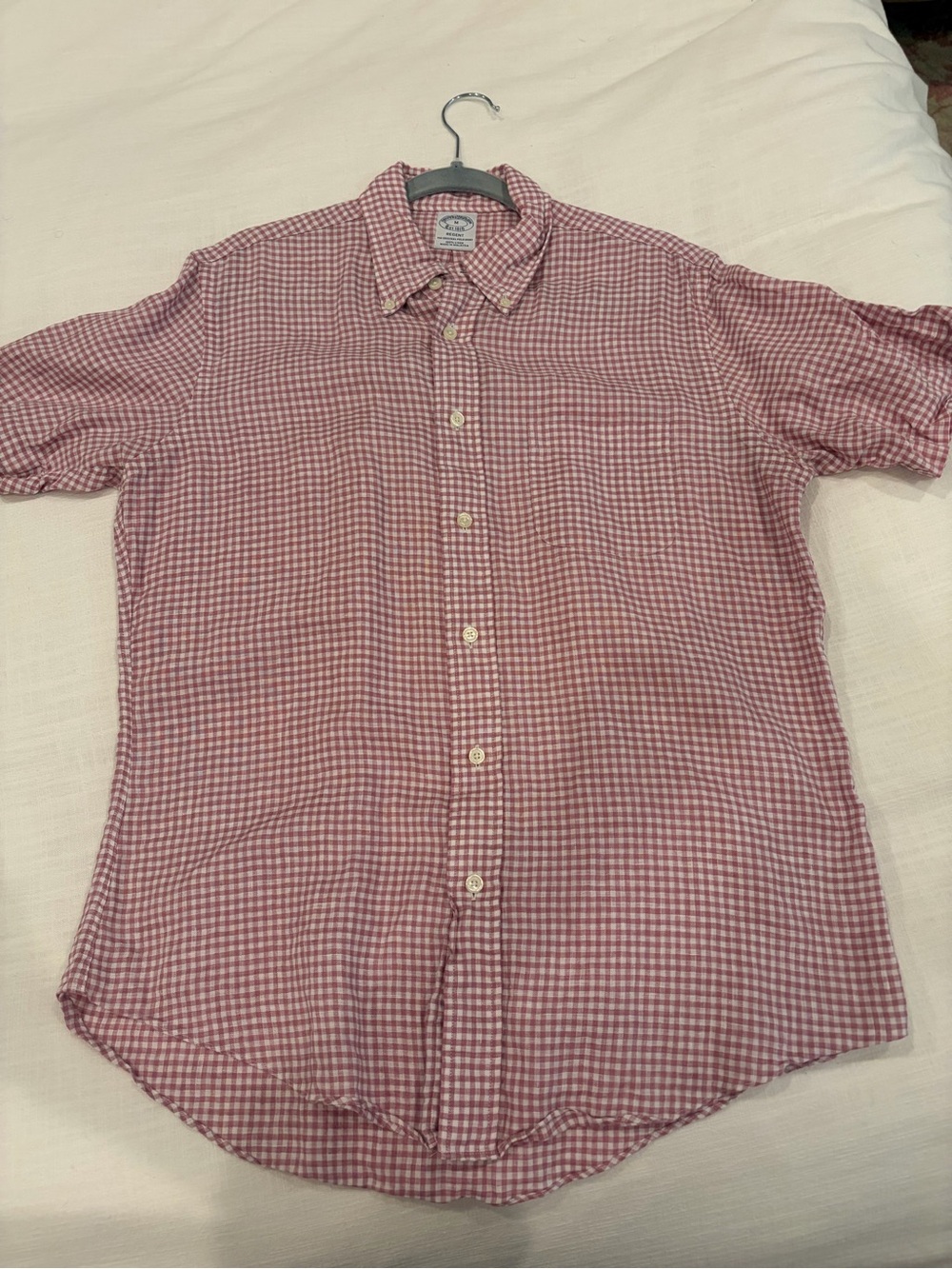 BROOKS BROTHERS Button-Down Gingham Shirt - mauve